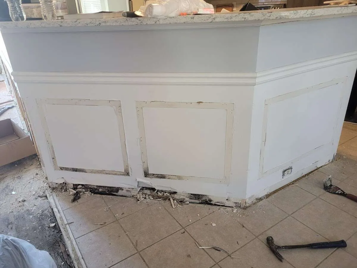 Water damage and mold on kitchen during Storm Damage Restoration in Venus